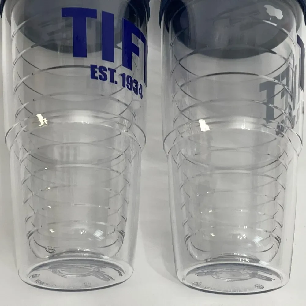TIFT Tervis Tumblers Hot Cold Drinks with Lid Clear Blue 8 1/8